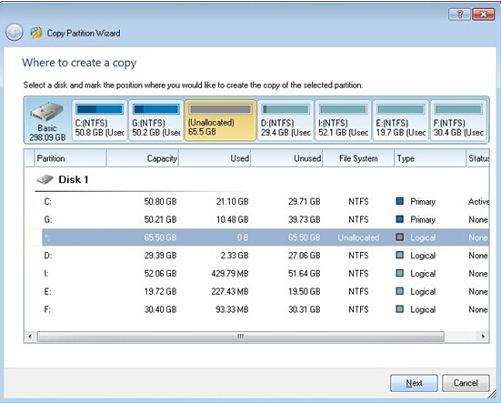 Choose-the-unallocated-space